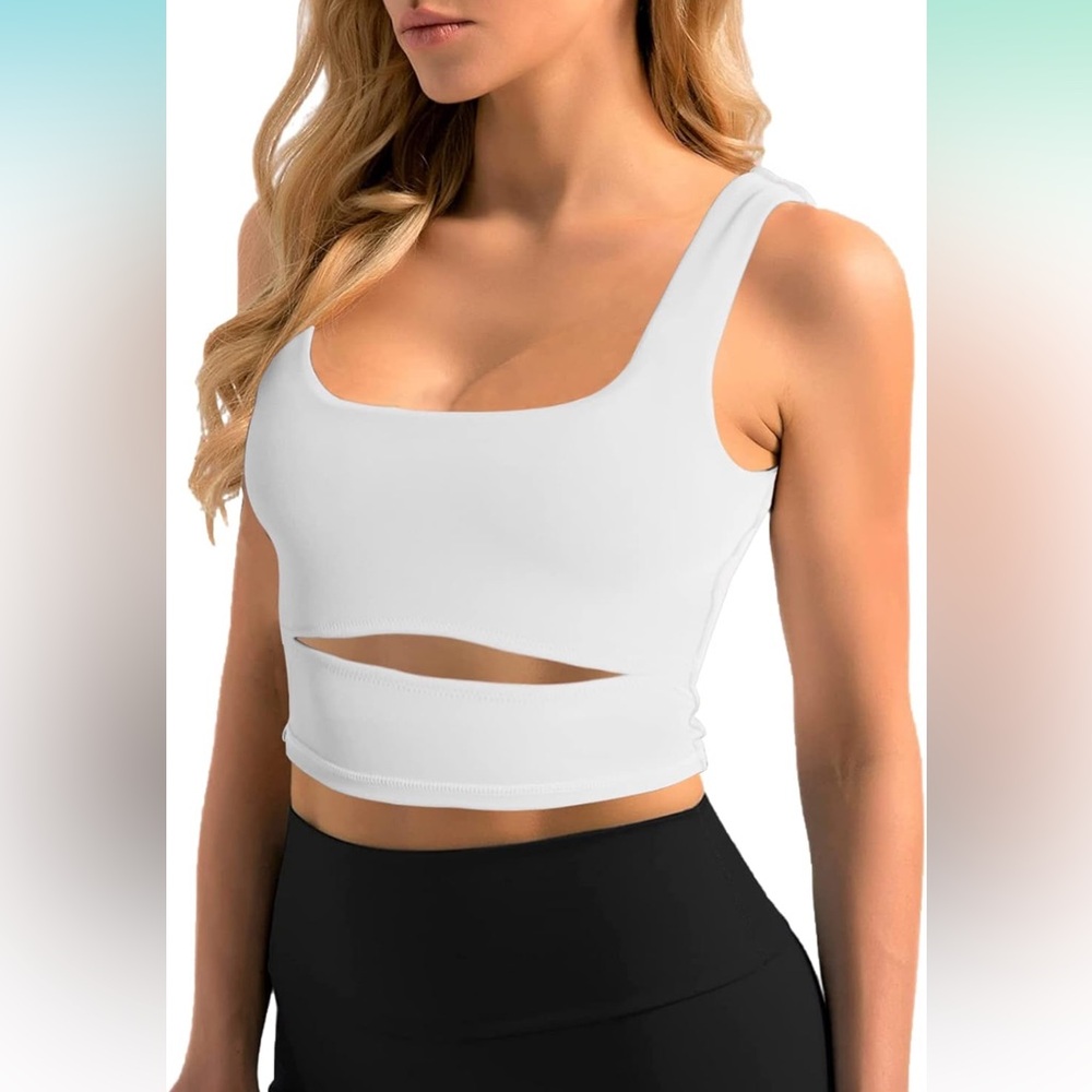 Padded Cropped Tank Top with Cut Out
